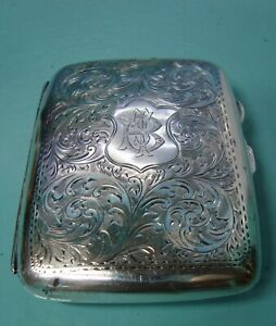 1922 Antique Victorian Hm Sterling Silver 925 Hand Engraved Card Case England Uk