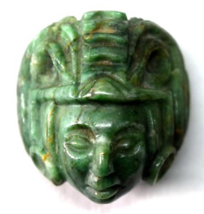Ancient Mayan Pre Columbian Jade Face Pendant