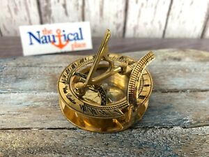 Brass Sundial Compass Polished Finish Old Vintage Antique Style Nautical