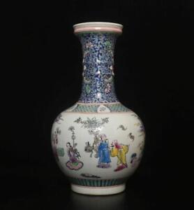 40cm Kangxi Signed Antique Chinese Famille Rose Vase W Figures