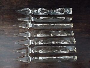 Antique Glass Lustre Droplets Prisms Icicles Set Of 7 H20cm