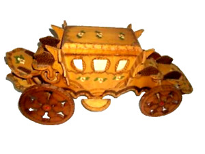 Antique Folk Art Stagecoach Lamp Tramp Art Primitive Pyrography Handmade Works