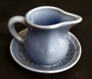 Antique Porcelain China Child Size Water Pitcher Ribbed Wash Basin Bowl Set