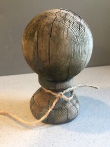 Vtg Original Architectural Wood Newel Finial Post Top Round Ball Distressed 5 
