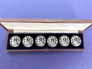 6 X Art Nouveau Sterling Silver Demeter Buttons William Comyns London 1913