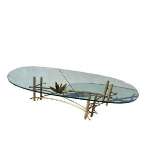 Mid Century Modern Brutalist Glass Oval Sculpture Coffee Table Silas Seandel