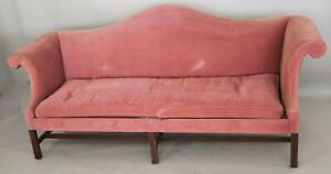 Kittinger Williamsburg Mahogany Chippendale Sofa Rose Velvet Fabric Wa 1005