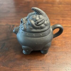 Yixing Chinese Foo Dog Clay Tea Pot Horn And Paw Feet
