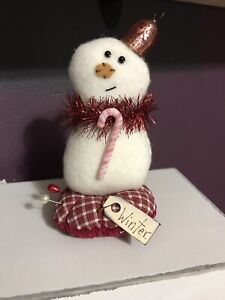 Primitive Pincushion Handmade Snowman 28