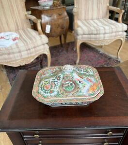 Rare Antique Chinese Qing Famille Rose Medallion Porcelain Tureen W Lid Canton