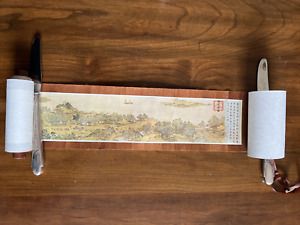 Vintage Chinese Miniature Scroll A City Of Cathay 10 Long X 4 