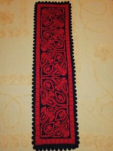 Traditional Hungarian Black Felt Red Felt Appliqued Matyo Embroidery Tapestry