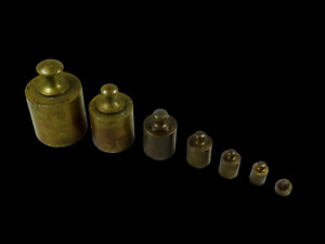 Antique Our Vintage Solid Brass Scale Weights Set Of 7 Weights