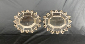 Pair 2 Vintage Antique Mexican Tin Tole Small Mirror 15 X 13 Distressed Color