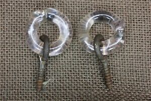 2 Old Curtain Awning Rings Tie Backs Hand Blown Glass Vintage Tea Towel Hanger