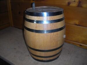 Vintage Wooden 1 4 Sawn Oak Wine Whiskey Barrel Or Black Powder Keg Solid