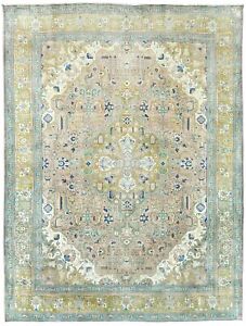Muted Floral Handmade Semi Antique 9 5x12 5 Classic Vintage Oriental Rug Carpet