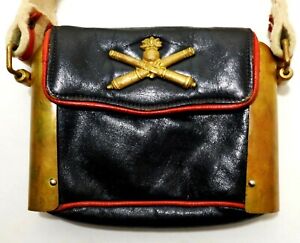 Vint Handmade Signed Latinas Italy Leather Brass Shoulder Bag W Coat Of Arms