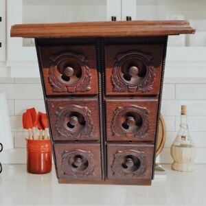 Antique Country Home Wood Sewing Cabinet Kitchen Storage Draw Stand Side Table