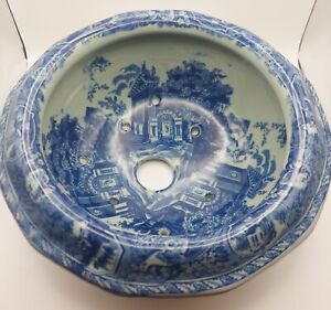 Victoria Ware Ironstone Flow Blue Lid Top To Chamber Pot Fruit Chiller Rare
