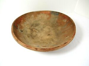 Antique Turned Painted Wood Dough Bowl Primitive 12 
