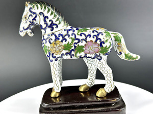 Antique Horses Figurine 4 5 Cloisonn Made Of Enamel From 20th Cen Stand Wht