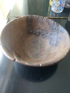 Antique Early American Native Primitive Ash Burl Bowl Repairs
