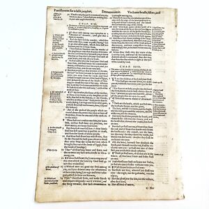 Antique 1597 Geneva Bible Small Folio Book Leaf Christian Relic Decor C