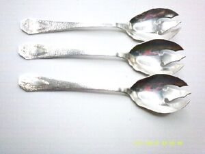 1916 Three 1847 Rogers Bros Silver Plate Ice Cream Forks In Heraldic Pattern