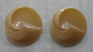 2 Large Butterscotch Glass Buttons Swirl Wave Vintage Antique