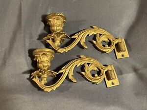 Pair Antique Victorian Period Gilt Piano Candle Sconce