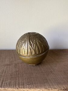 Antique Solid Brass Ball Orb Art Deco Post Fence Topper Finial