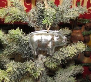 Primitive Antique Vtg Style Christmas Tree Pig Hog Resin Chocolate Mold Ornament