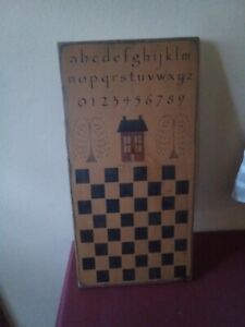 Folk Art Hand Painted Checkers Game Board Prim