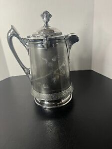 Antique 19th Century Reed Barton Silverplate Porcelain Lined Water Pitcher
