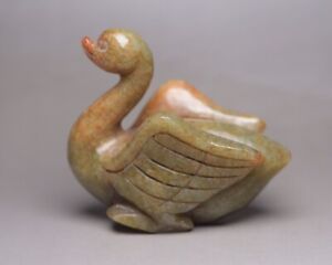 Chinese Antique Tang Dynasty Hetian Ancient Jade Carved Statues Jade Goose