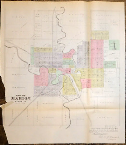 1887 Map Marion Kansas City Map 19 X 22 Free S H 004