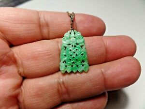 Antique Natural Old Jadeite Gems Pendant Necklace