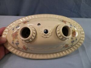 Vintage Porcelier Porcelain 2 Socket Light Fixture Inv16