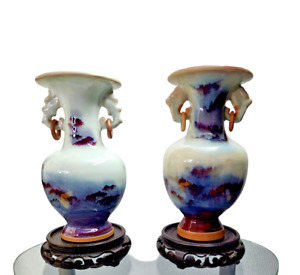Chinese Jun Yao Jun Kiln Vase Art Pottery Porcelain Blue White Scenery Scenic