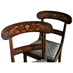 Pr Side Chairs Anglo England Rswd Satinwd Inld 1820 Sheraton Neoclassical 35t