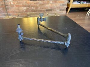 Antique Brass Gas Light Fixture Double Swinging Arm Wall Scone With Burner