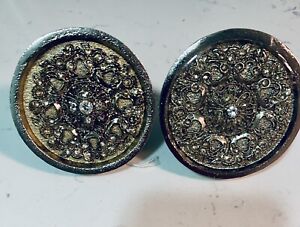 Metal And Glass Knobs Set Of 2 For Dresser Or Heirlooms New