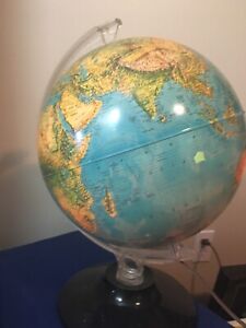 Vintage Rand Mcnally Physical Political Illuminated Lighted World Globe 1982