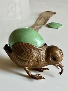 Antique Victorian Metal Celluloid Bird W Worm Sewing Tape Measure Retractable