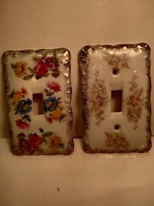 Vintage Switch Plate Covers Shabby Chic Porcelain J 500 Japan 5 X3 