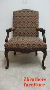 Baker Furniture French Carved Leg Living Room Lounge Arm Club Chair A