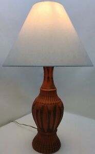 Vintage Mid Century Modern Retro Brutalist Orange Textured Lamp Raymor 1960s
