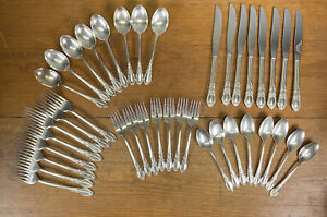 Vintage William A Rogers Aa Oneida Ltd Heavy Silver Plate 39 Pieces Dining Set