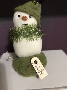 Primitive Pincushion Handmade Snowman Winter 29